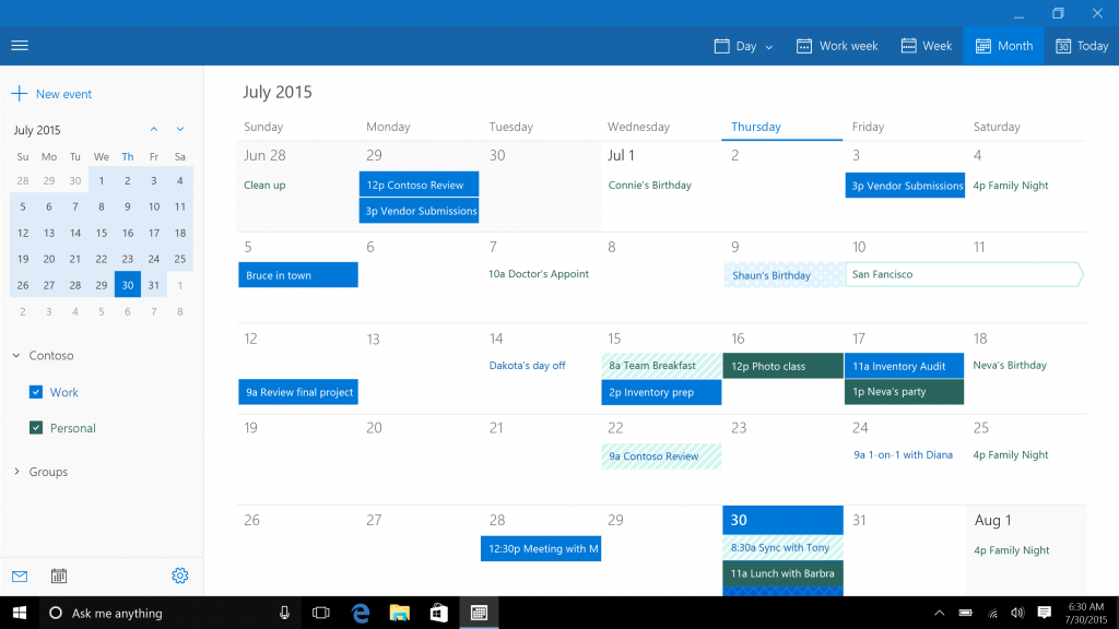 Mail Calendar and People The Windows 10 Review: The Old New Face