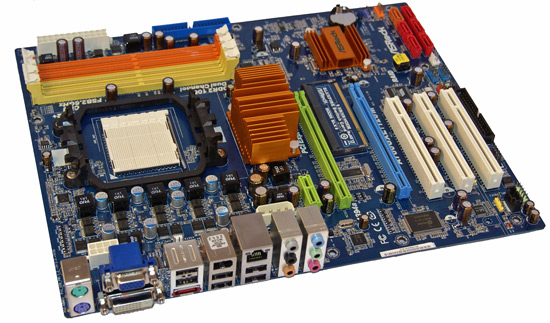 Due to the configuration, you can run x8 CF or Hybrid CF on the board. In fact, up the mGPU core clock to 700MHz and you have a 790GX board for $85.