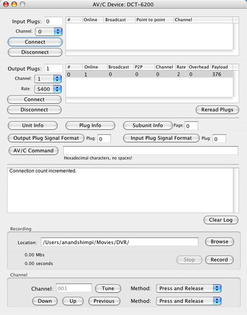 Patrick's AV/C Browser Enhanced will let you change the channels on your cable box over FireWire, so you can do away with your remote.