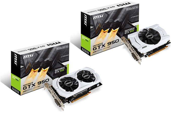 MSI Introduces two new GTX 950 2GB GPUs with 75W TDP: the OCV2 and