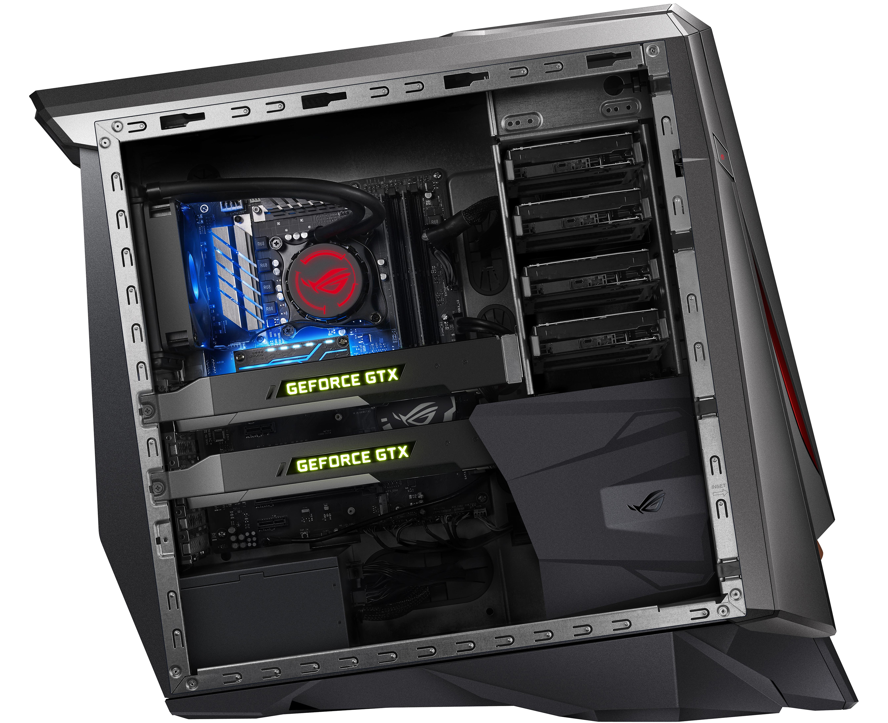 Pc t. ASUS ROG корпус 2013. ASUS gt15ck. Мощный ПК асус. ASUS ares корпус с монитором.