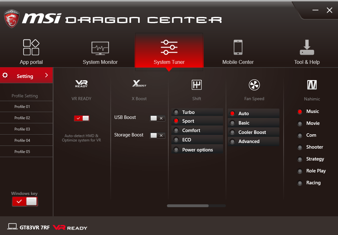 msi dragon center fan control
