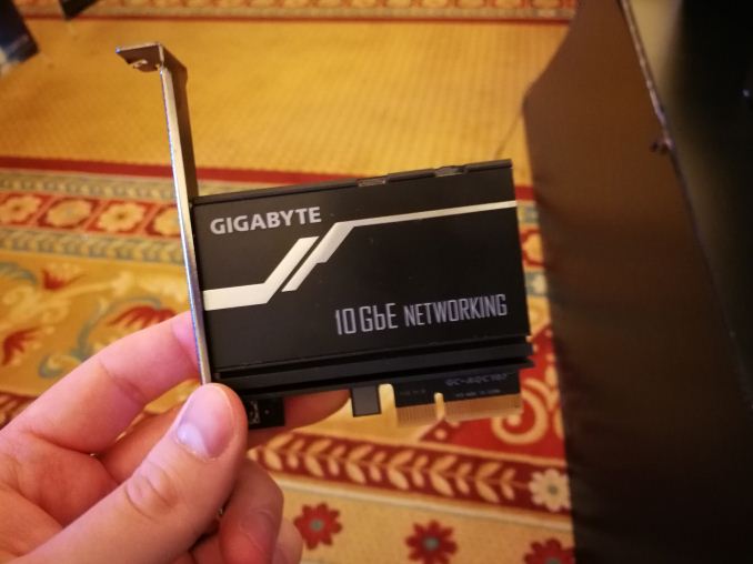 GIGABYTE 10GbE Networking Card Being Held