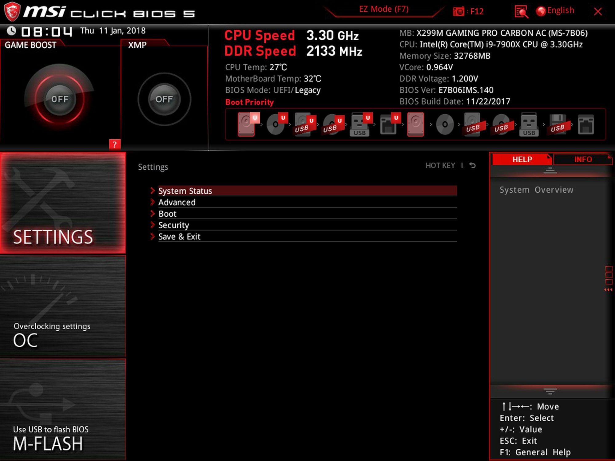 BIOS and Software - The MSI X299M Gaming Pro Carbon AC Motherboard Review