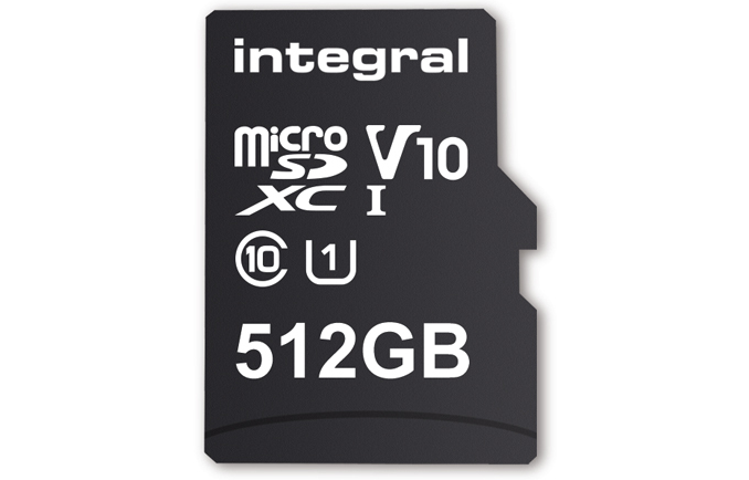 Integral Launches 512 GB microSDXC Card: UHC-I, U1, Class 10