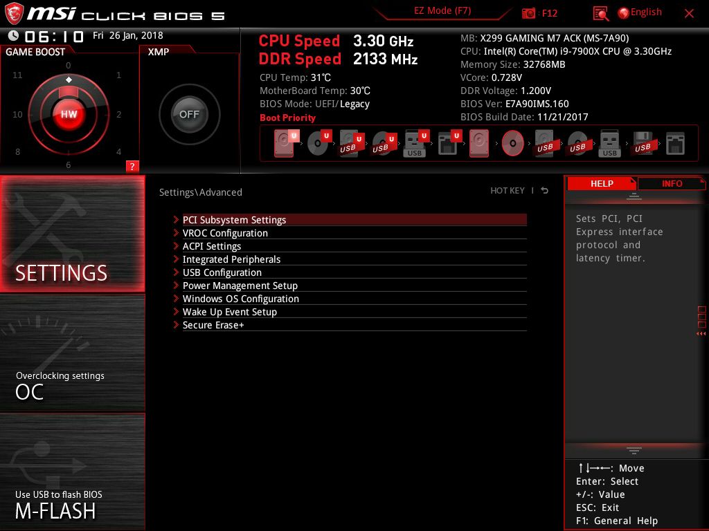 BIOS and Software - The MSI X299 Gaming M7 ACK Motherboard Review