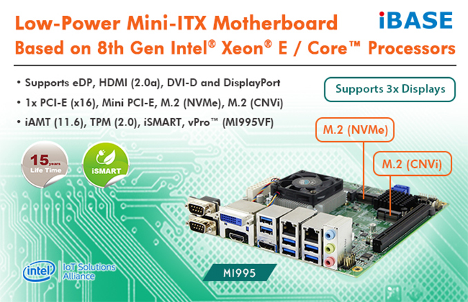iBASE Launches MI995 Mini-ITX Intel CM246-Based Board for Xeon E