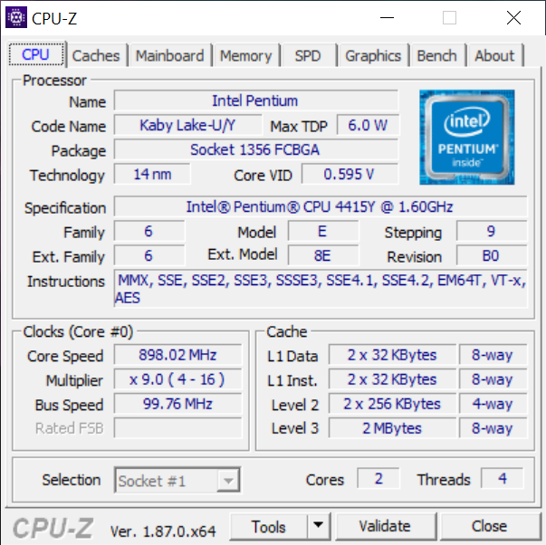 intel pentium gold processor 4415y