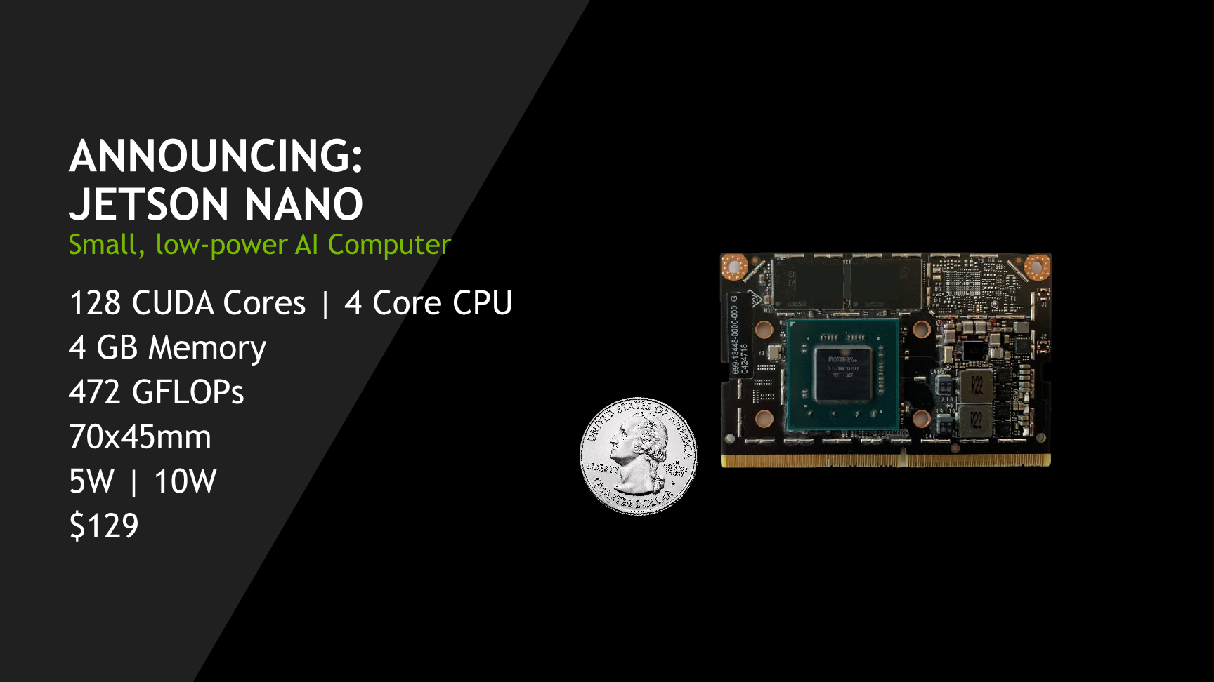 Nvidia Announces Jetson Nano Dev Kit  Board: X1 for $99