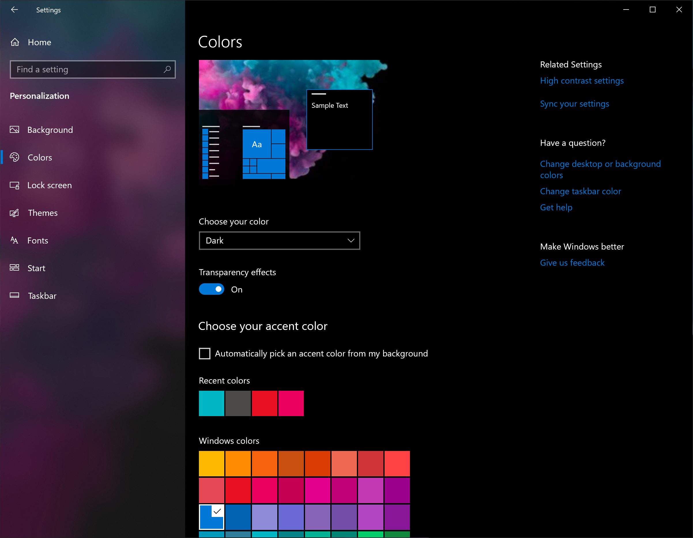 dynamic themes windows 10