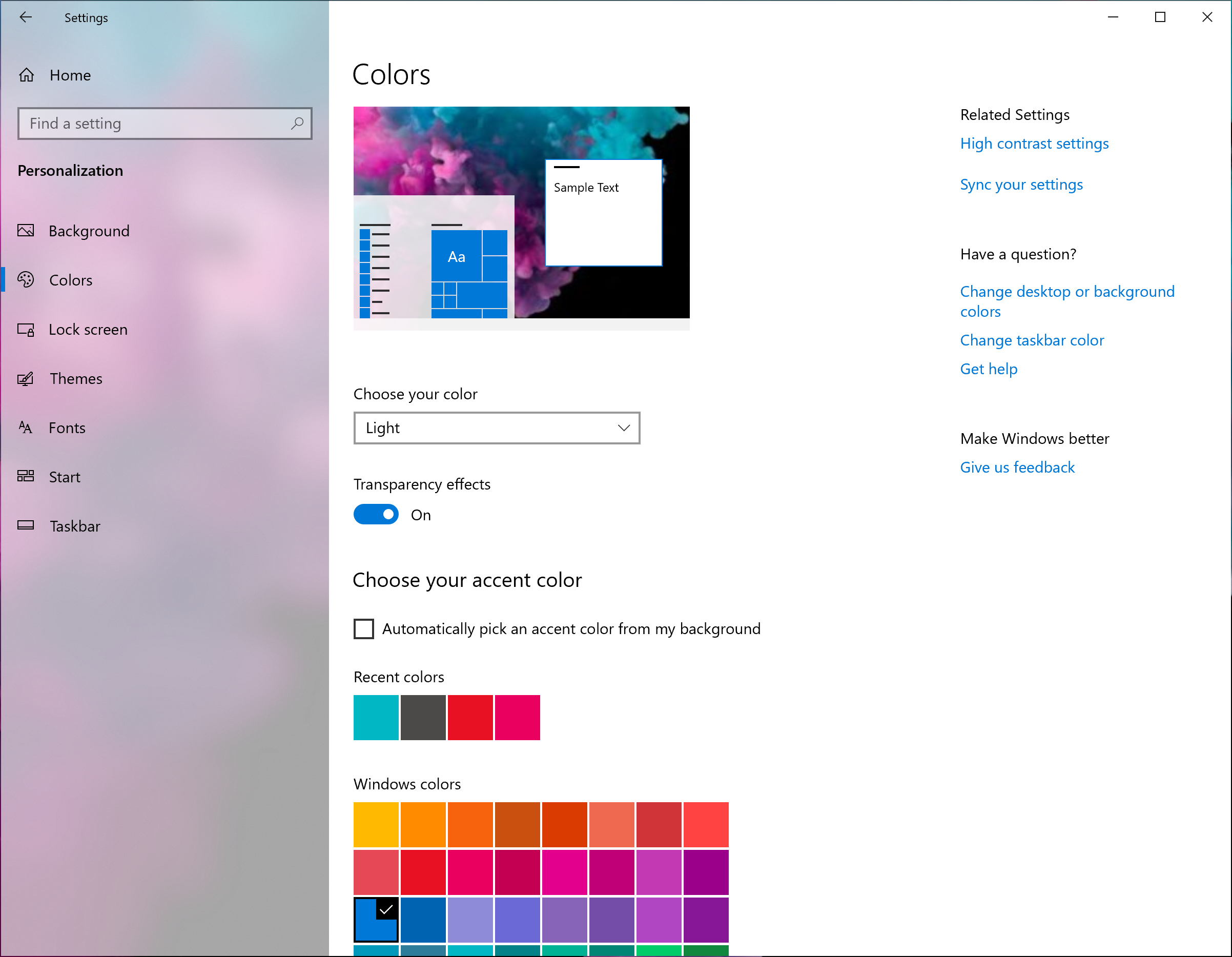 office how to change color of task bars