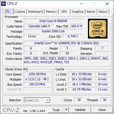 Intel 10th Gen Core i9 10980XE Extreme Edition Cascade Lake Processor