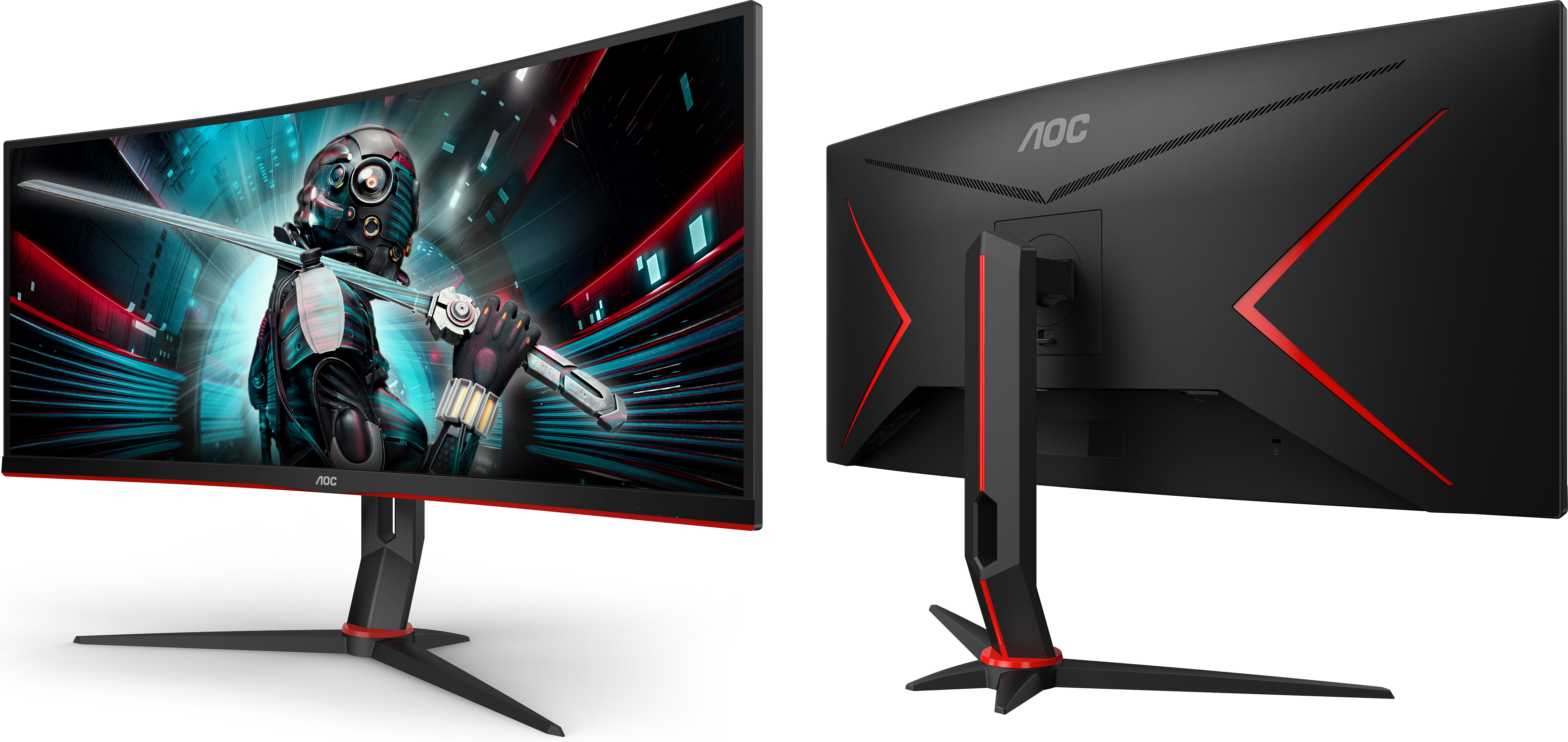 Aoc Reveals Two 34 Inch Curved Gaming Monitors Up To 144 Hz Freesync