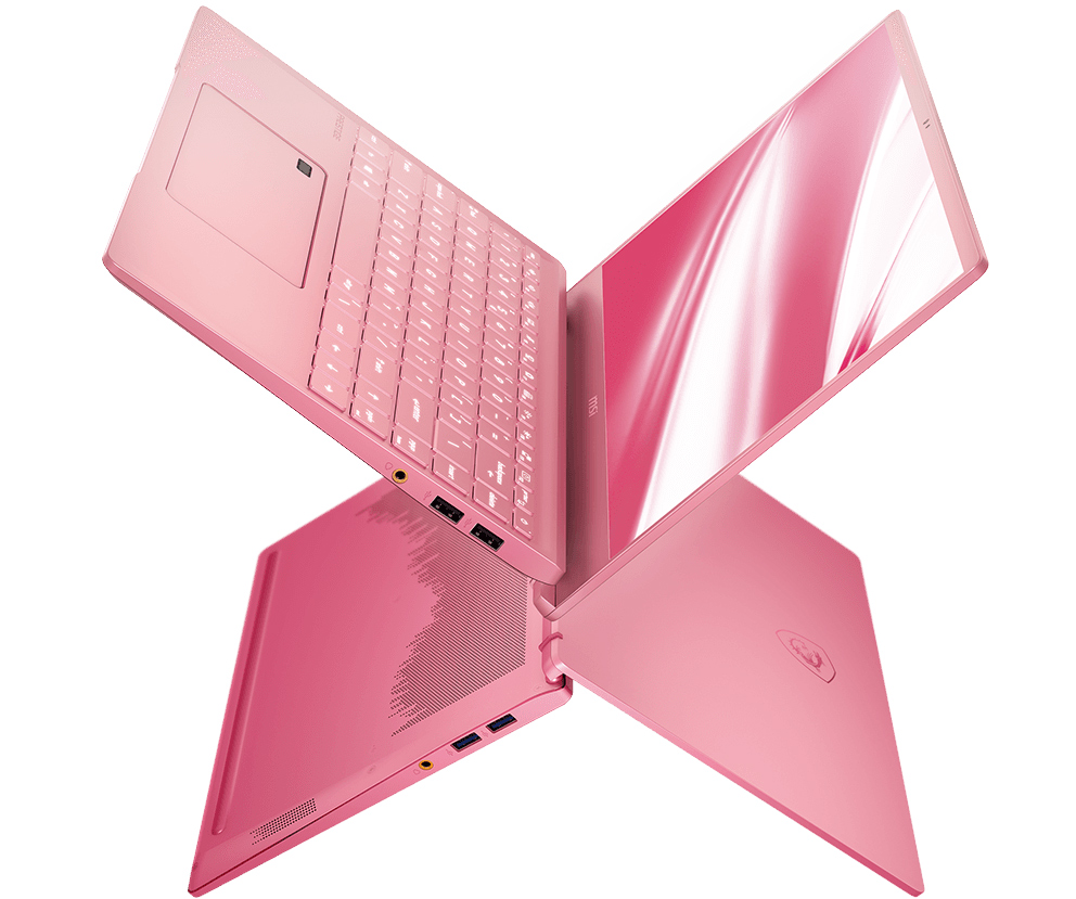 Розовый ноутбук купить. MSI Prestige 14 Pink. MSI Modern Pink. Ноутбук розовый. Netbook розовый.