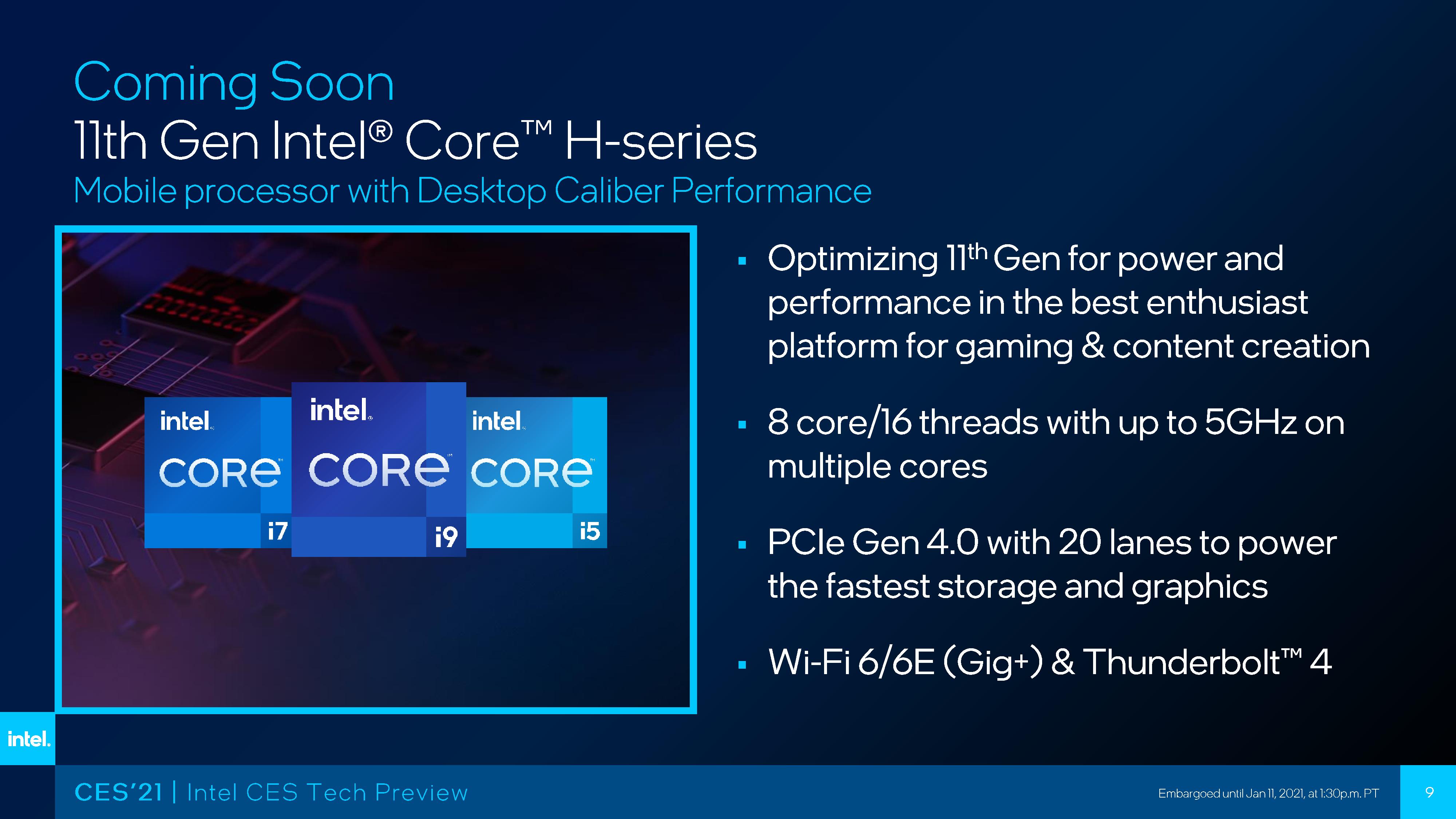 Intel's 8-Core Mobile Tiger Lake-H, at 45 W, to Ship in Q1