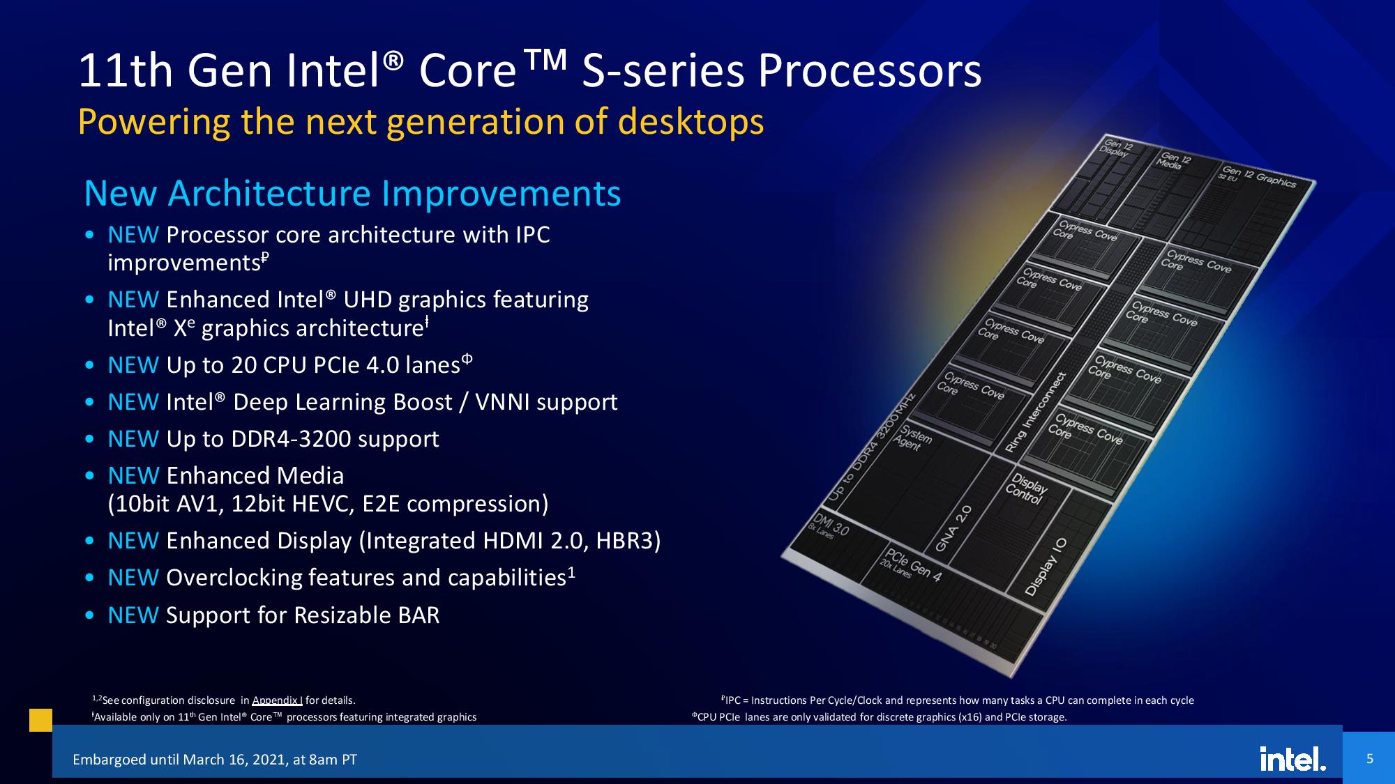 Intel Launches Rocket Lake 11th Gen Core i9, Core i7, and Core i5 ...