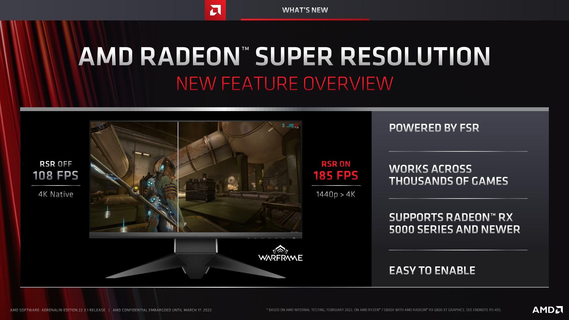 AMD Releases Adrenalin Software Spring 2022 Update: Adds RSR Upscaling and  More