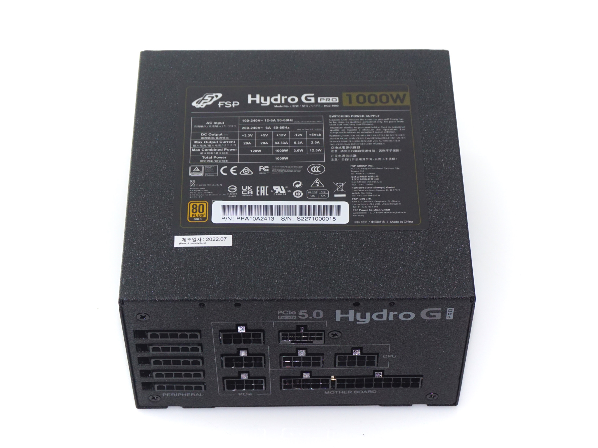 FSP HYDRO G PRO : 1000 watts en ATX 3.0 et PCIe 5.0 