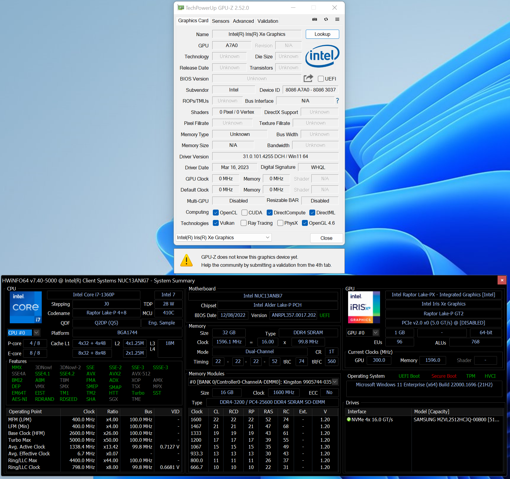 GPU Performance: Synthetic Benchmarks - Intel NUC13 Extreme Raptor