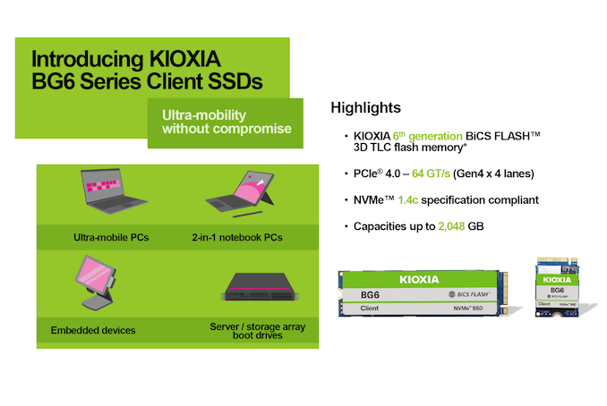 Kioxia BG6 Series M.2 2230 PCIe 4.0 SSD Lineup Adds BiCS6 to the Mix