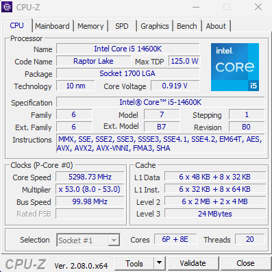 Core i5-14600K CPU Surfaces With 5.3 GHz Boost Clock