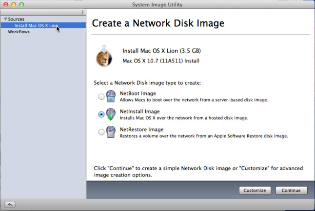 share netboot image for mac