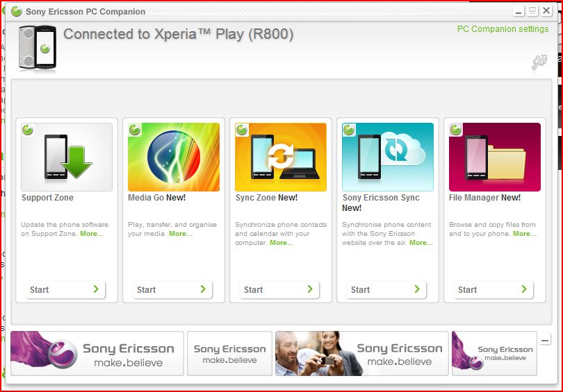 PC Companion, And Update Service - The Sony Ericsson Xperia Play.