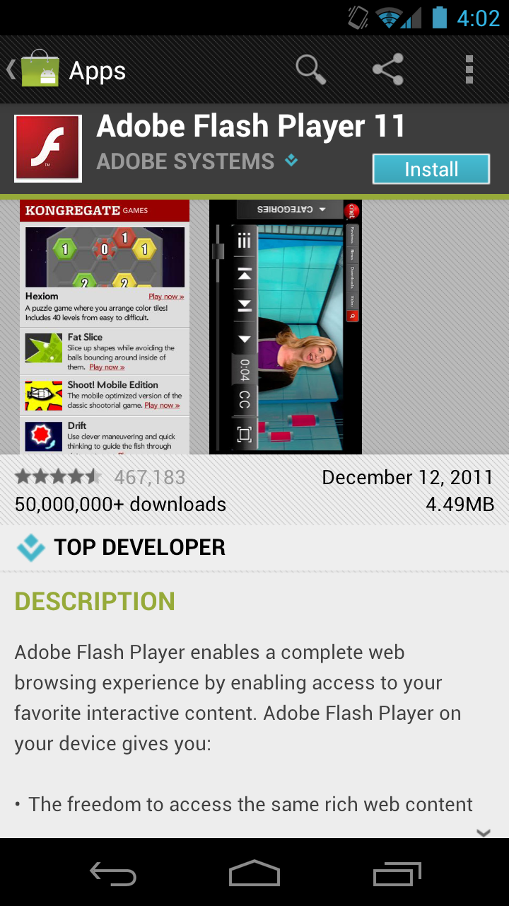 latest version adobe flash player android