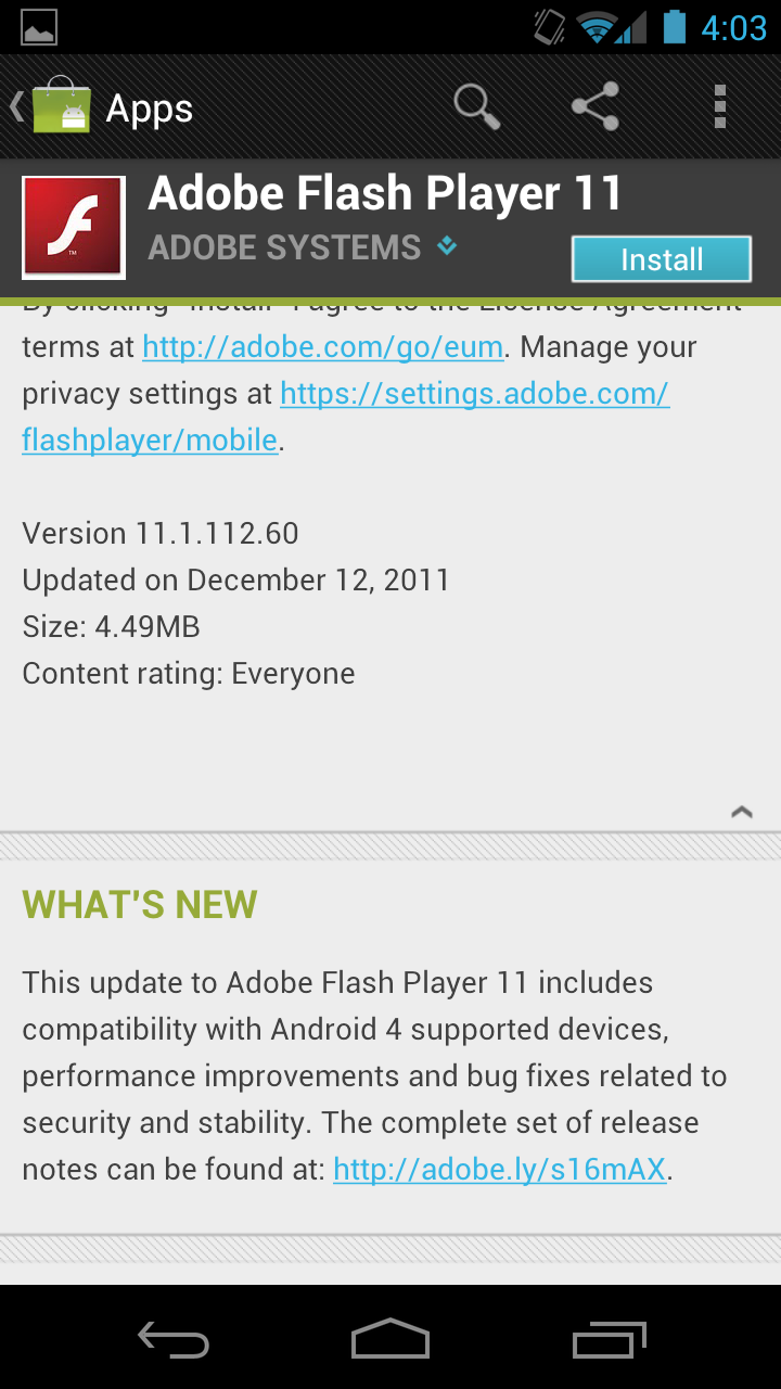 how to install adobe flash player 11 on android