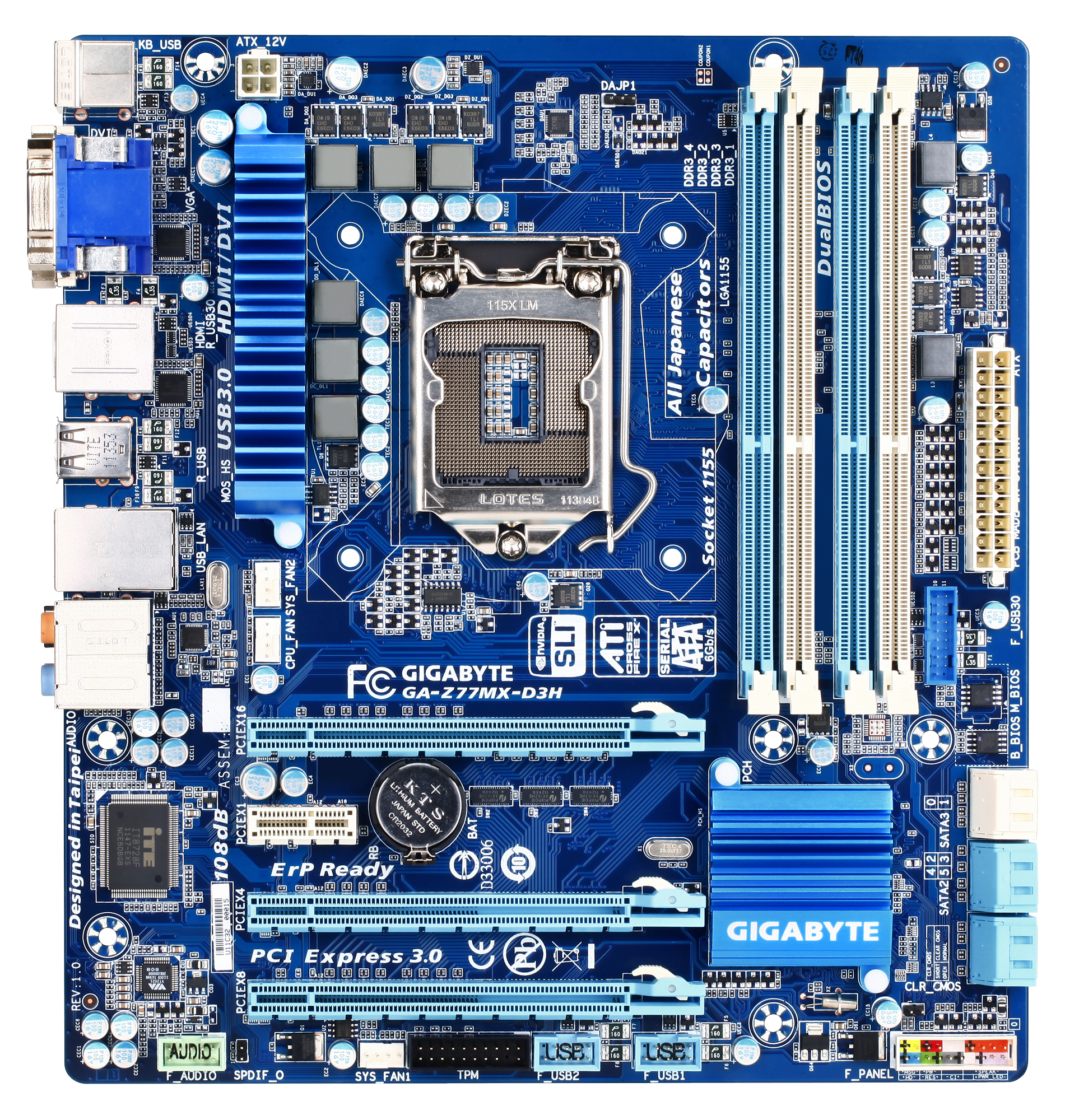 Gigabyte GA-Z77MX-D3H - Intel Z77 Panther Point Chipset and 