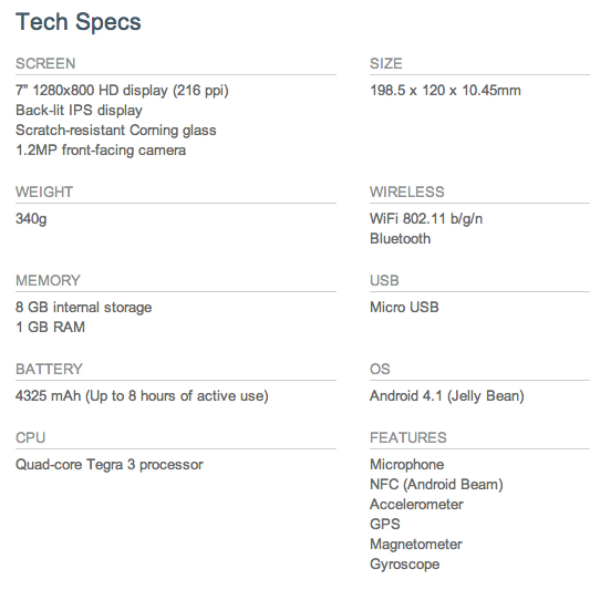 nexus 3 specs