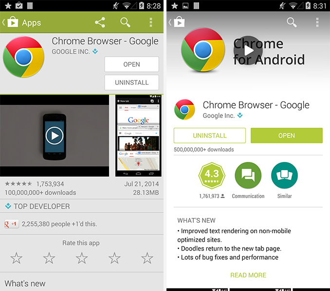 Google Play App Updated to 4.9.13 With Material Design App Pages