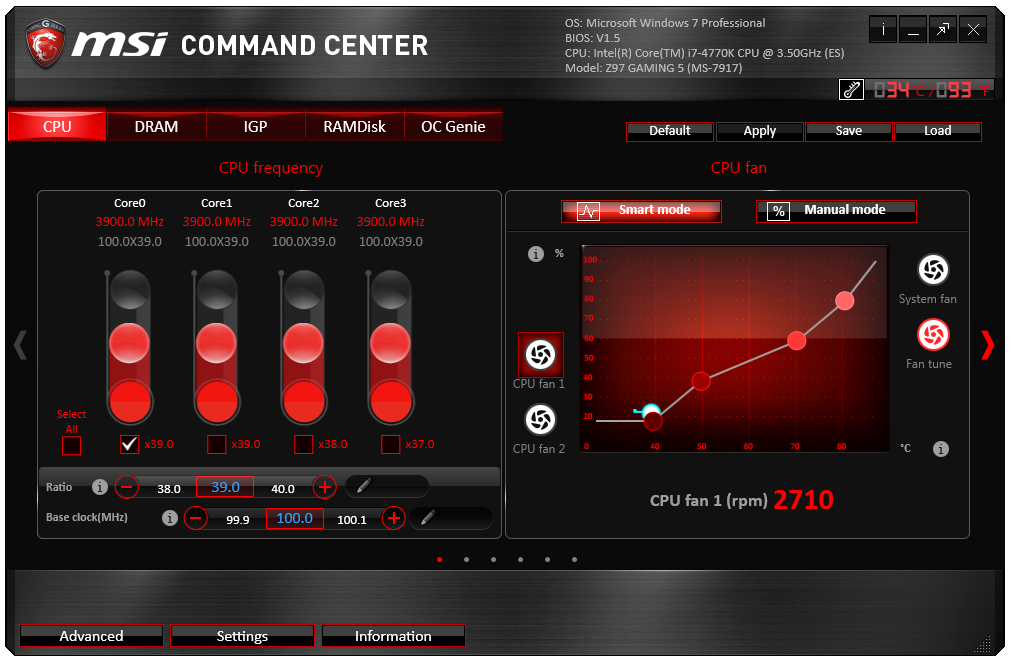 msi center fan control not working
