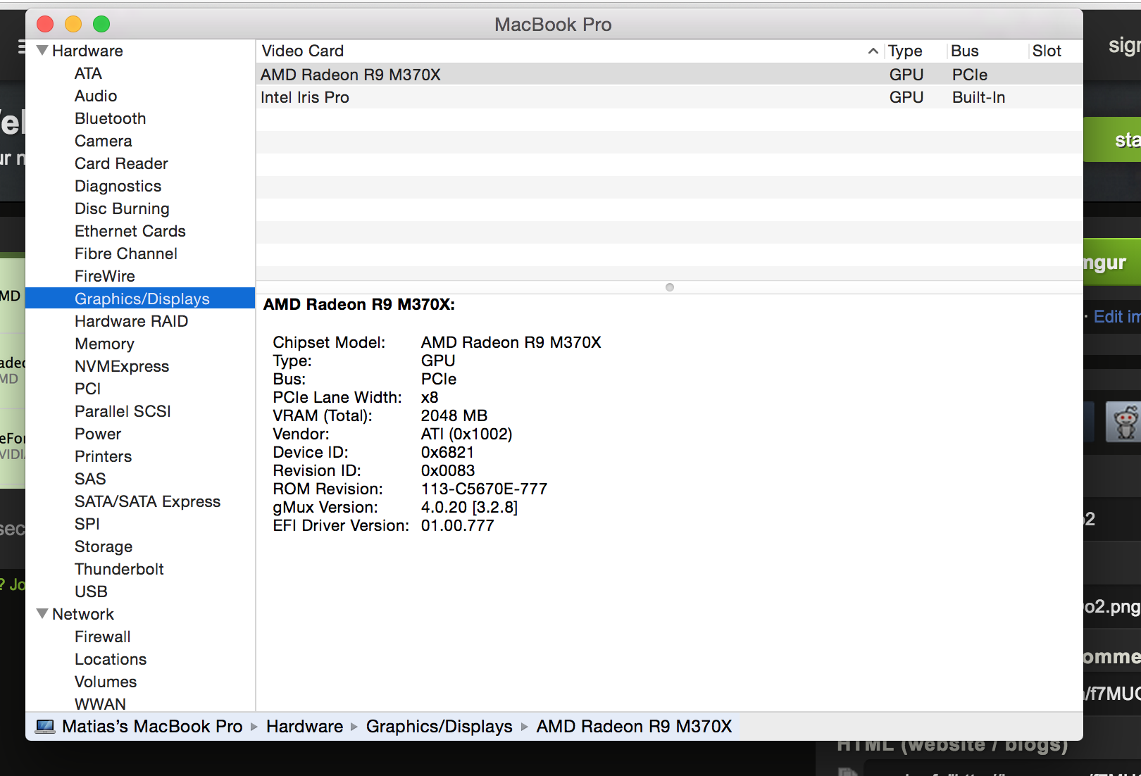 MacBook Pro 2015 AMD Radeon R9 M370X