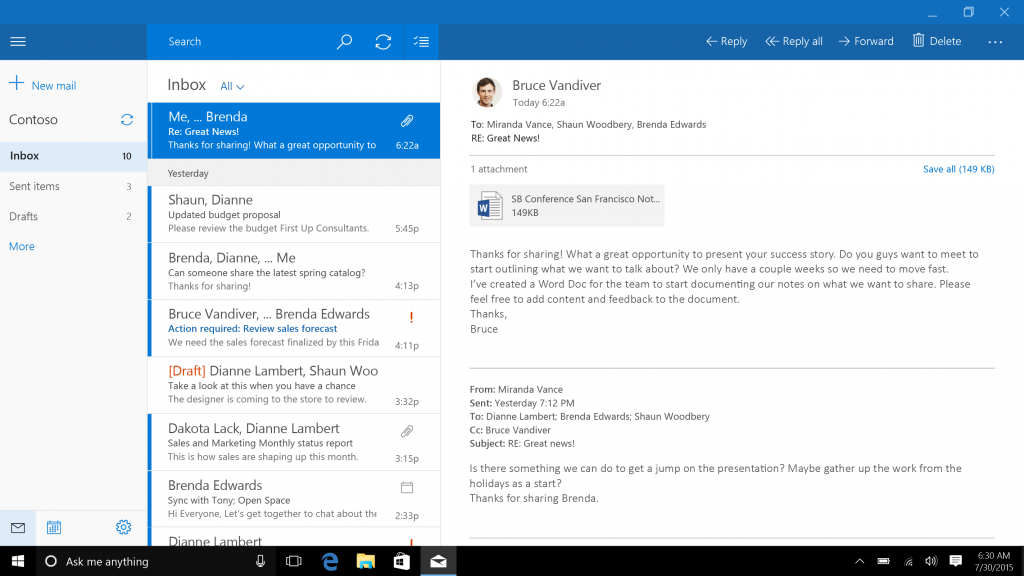 Mail, Calendar, and People The Windows 10 Review The Old & New Face