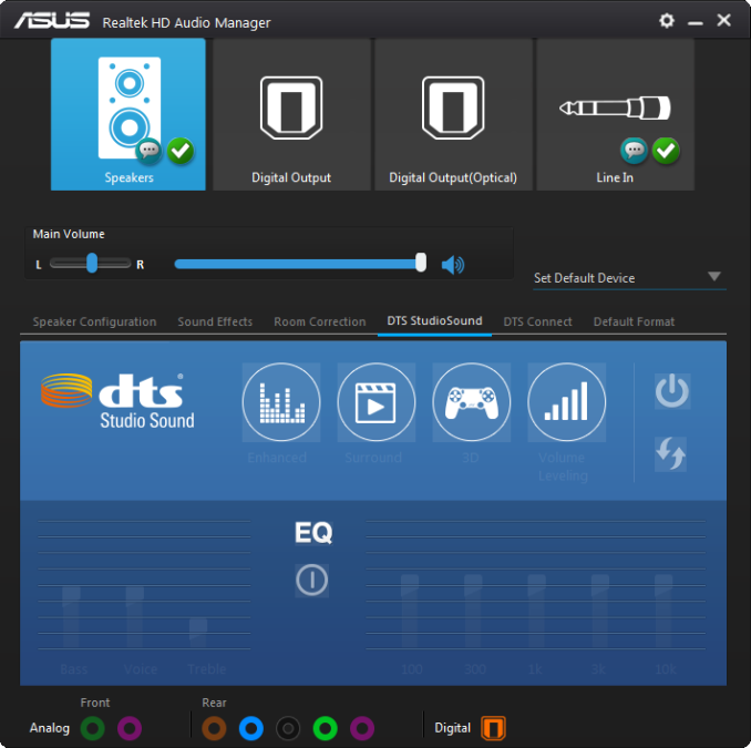 asus realtek hd audio manager no sound from back panel