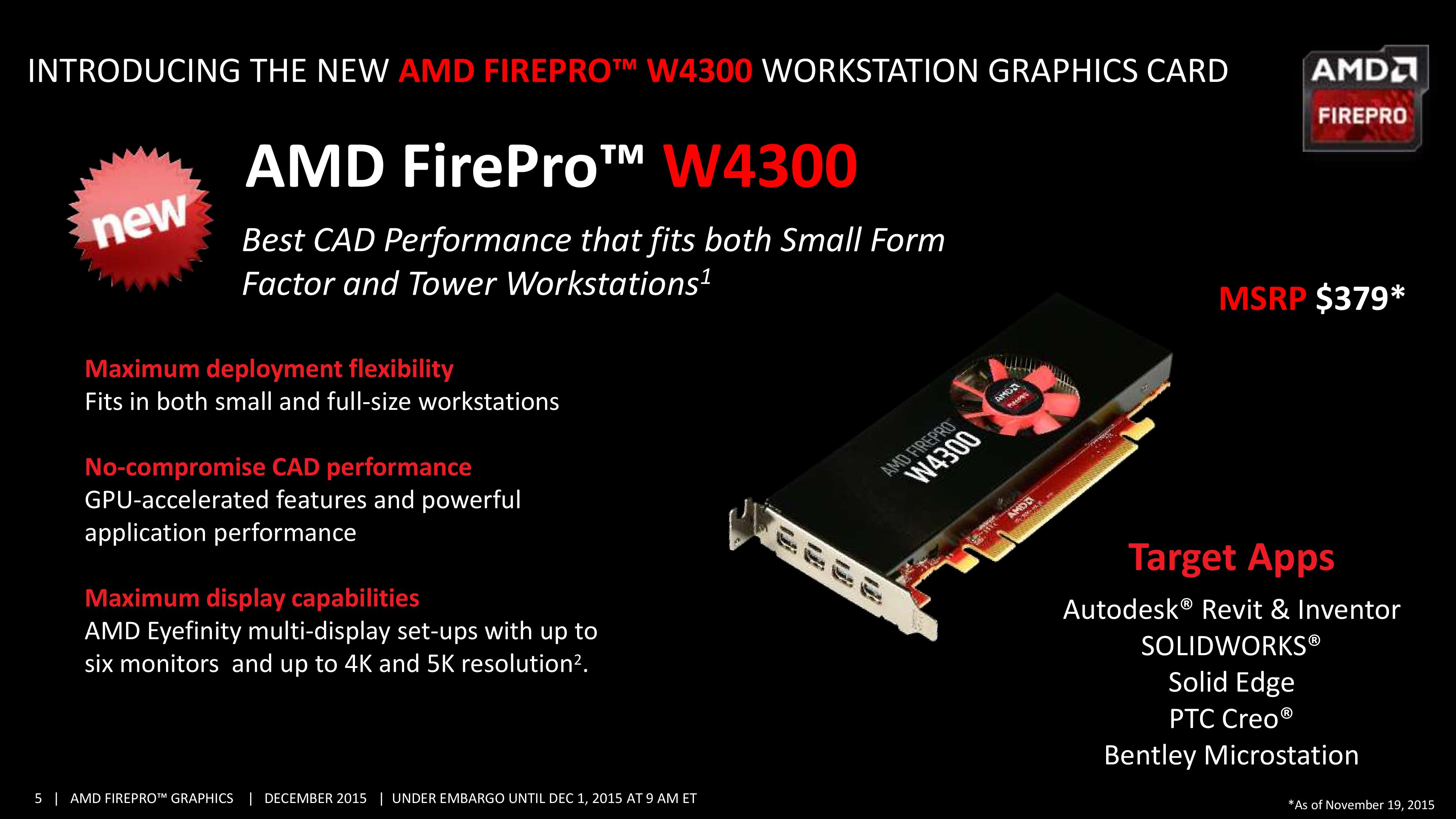 AMD Announces FirePro W4300: Low 