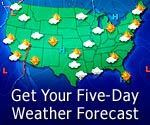 Get Your Five-Day Weather Forecast // Weather map illustration (© Bill Frymire/Masterfile)