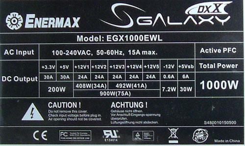 Enermax Galaxy DXX 1000W (EGX1000EWL) - Power Supply Roundup 