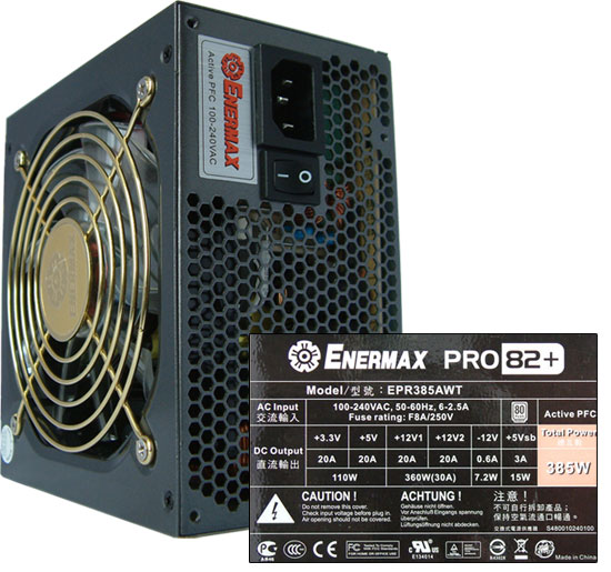 Enermax Pro82+ 385W - 300W to 450W: 20 Power Supplies on the Test 