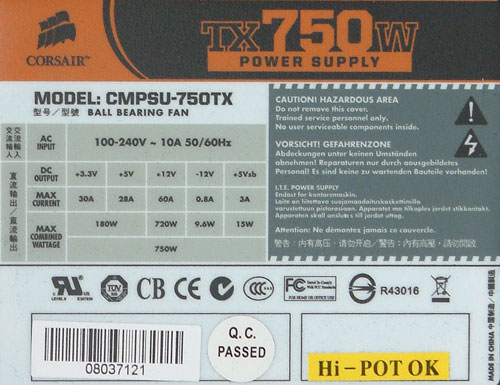 Corsair TX750W Power