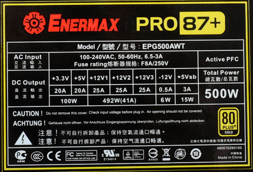 Package Contents and Specifications - Enermax Gold: Modu87+