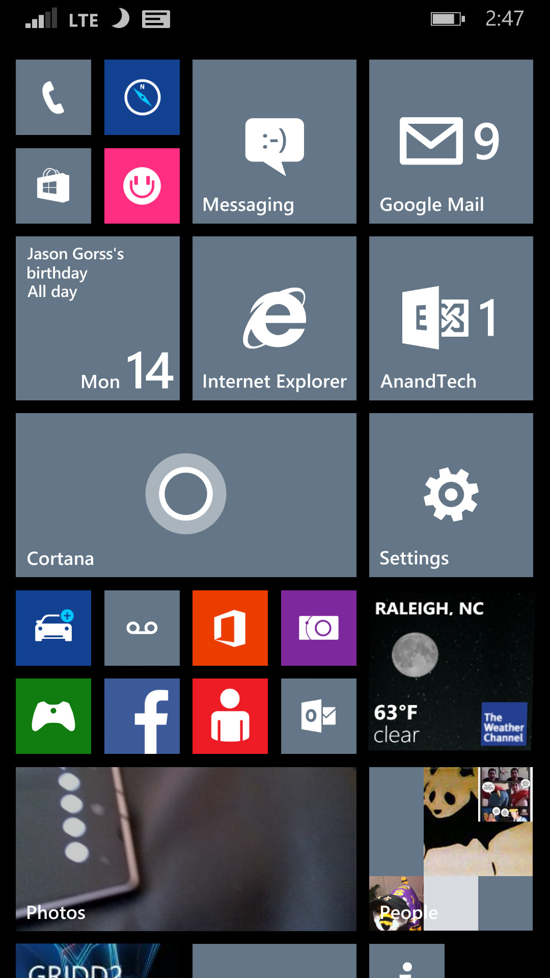 windows phone home screens